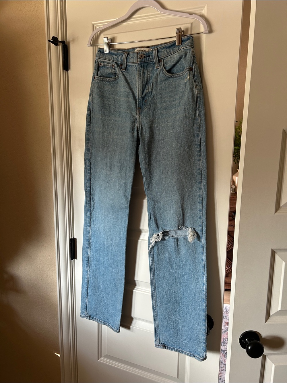 Womens high rise straight jeans